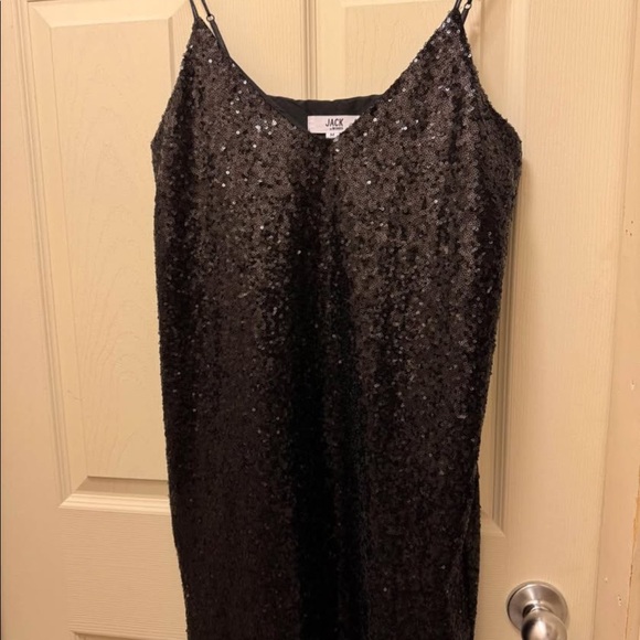 JACK by BB Dakota black sequins Sedgwick mini slip dress size Medium - Picture 2 of 3